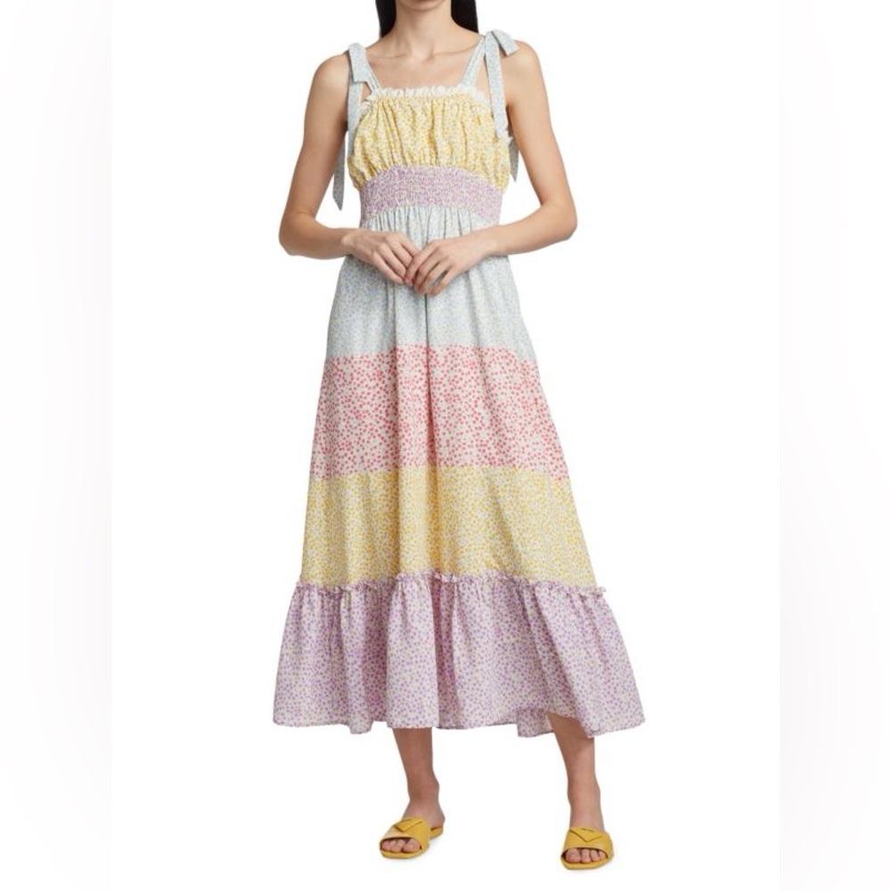 Stellah Multicolor Floral Summer Maxi Dress, Size L